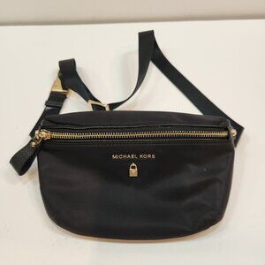 Michael Kors Black Nylon Waist/Fanny Pack With Goldtone Hardware